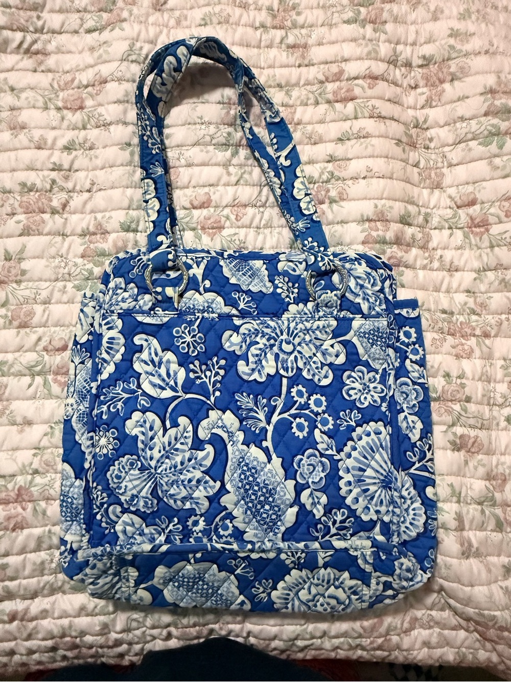 Vera Bradley Blue and White Quilted Floral Tote